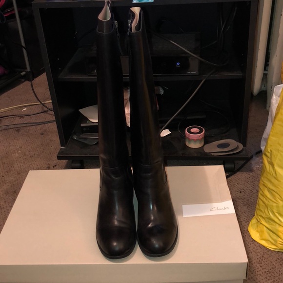 Clarks Shoes Black Riding Boots Flash Sale Poshmark